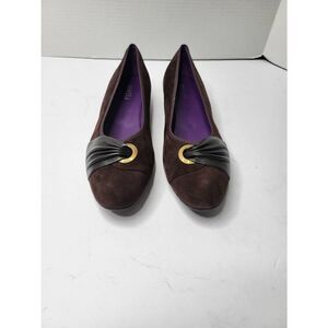 VANELi Womens Piper Suede Slip On Ballet Flats Brown Black Size 10N